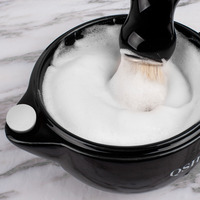 QSHAVE Razor Shaving Scuttle kubek wypełniony gorącą wodą utrzymuj pianę zawsze ciepło to duży rozmiar miska ręcznie kubek ceramiczny czarno-biały 2